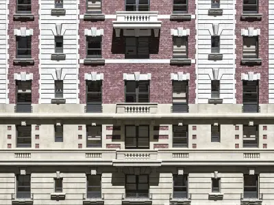 New York old building facade 3D model