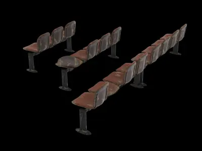 Waiting Room Chairs Abandoned Low-poly 3D model