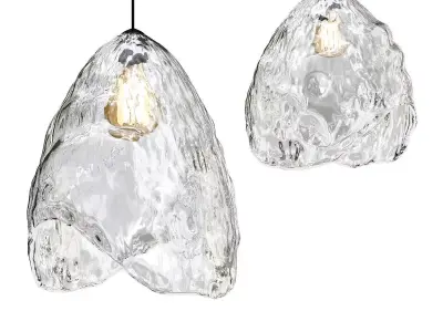 Untitled two glass pendant lights hanging 3D model