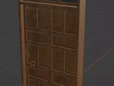 Double wooden door 3D model
