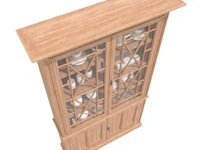 Lorfords antiques Oak Glazed Bookcases 3D model