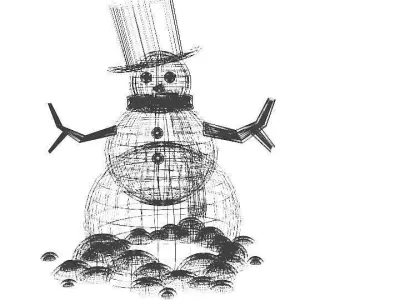 Snowman wearing top hat and scarf 3D model
