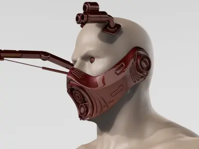 CYBORG-SCIENTIST man with knife Low-poly 3D model