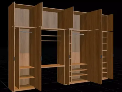 Wood Wardrobe For Bedroom Interior 3D model