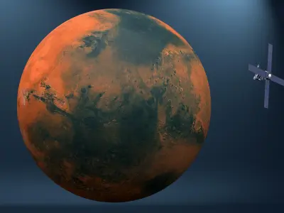  Mars Satellite Orbiting Red Planet 