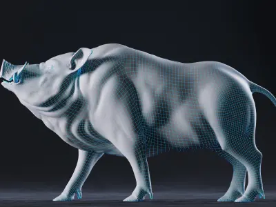 Wild Boar Full pack Low-poly 3D model