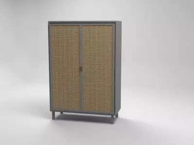 Armoire cabinet with rattan doors 3D model