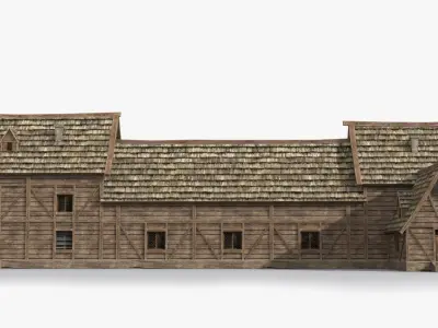 Medieval house x7 Low-poly 3D model