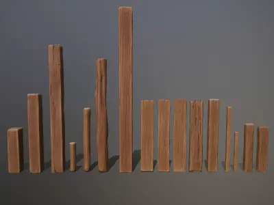 Wood Medieval kit Low-poly 3D model
