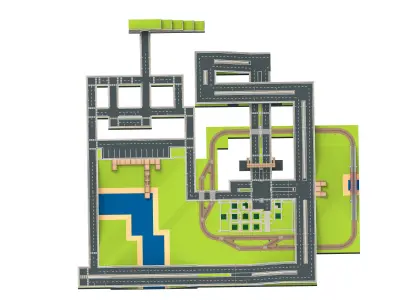 LP Street Road Asset Low-poly 3D model