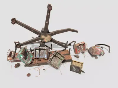 Destroyed Ferris Wheel 3D model