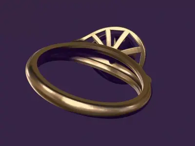 Ring  architectural rose with a stone for casting 3D print model