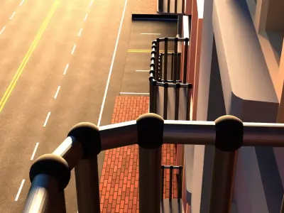 Realistic City apartment building on street Low-poly 3D model