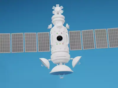 Sci Fi Satellite Low-poly 3D model