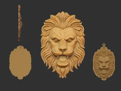 Lion face pendant 3D print model