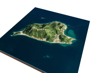 Okunoshima Island full 3d model terrain Low-poly 3D model