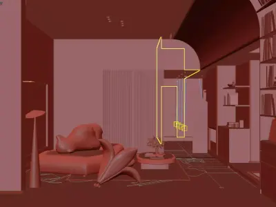 ndustrial Living Interior scene 3D model