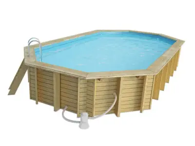 Wooden Long Swimming Pool 3D model