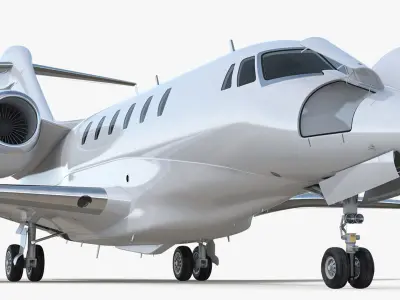  Cessna Citation X Jet Taking Off Animated Rigged 