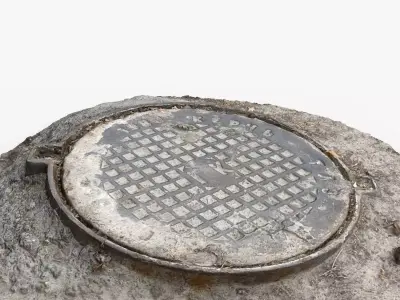 Photorealistic 3D scan of manhole Hatch cover Sewer Manhole Low-poly 3D model 2