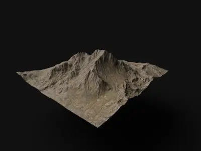 Largest And Lightest 3D Terrains  5 Km  3-1 Miles Low-poly 3D model