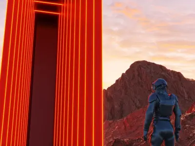 Futuristic sci-fi art Portal in Wastelands 3D model