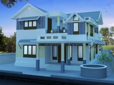 3d house design in india Low-poly 3D model
