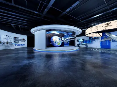 Futuristic Exhibition Interior Sci Fi Hall Low-poly 3D model get