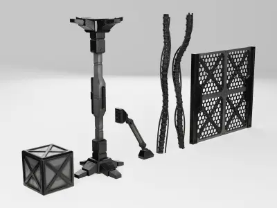 Sci-fi parts Low-poly 3D model