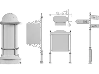 Classic Street Advertising BLENDER 3D Model Cycles 3D model