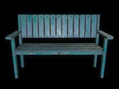 Bench trees low poly 6 texture options and high poly Low-poly 3D model