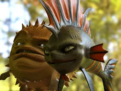 3D Fish Characters - Cartoon - Punker Fishes 3D model