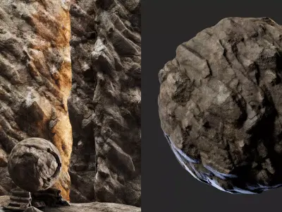H125 Rock Cliff - PBR - 4K - Seamless - SBSAR Texture