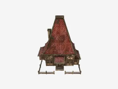 Medieval Building A08 Destroyed Old - Scenery Backdrop House Low-poly 3D model