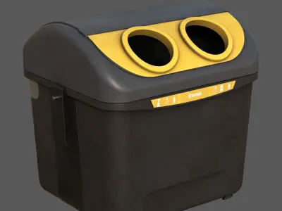 Spanish Yellow Recycling Bin  3D model