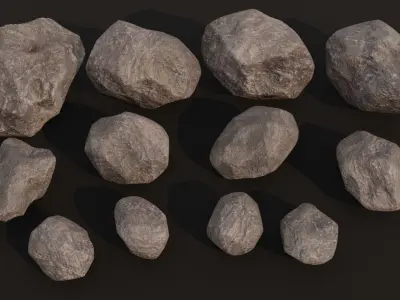3D PBR Rocks GameReady Low-poly 3D model