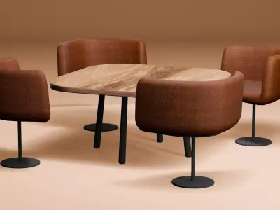 Office Table And Chairs 3D model