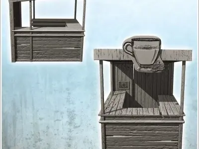 Modern coffee stand with shelves 4 3D print model