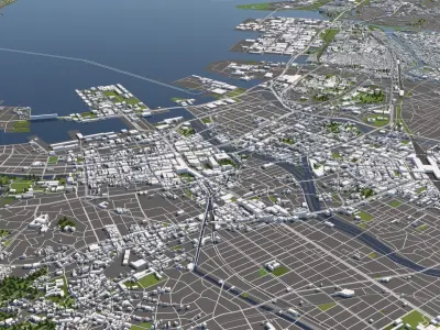Fukuoka Japan 50x50km 3D model