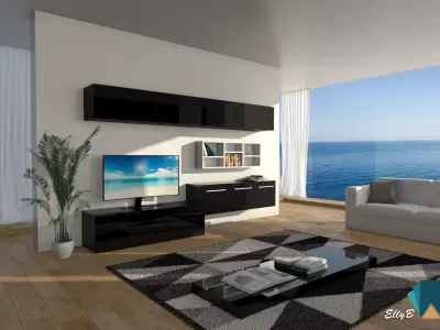 Modern living room on the sea 3D model