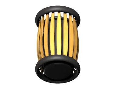 Circular cage type wooden trash can Low-poly 3D model