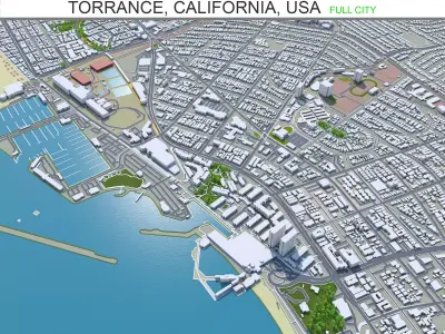 Torrance California USA 30km Low-poly 3D model