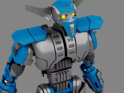 Villain robot rigged - animated character 3D model