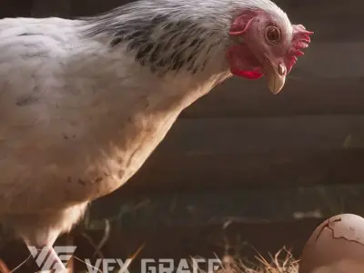 White Hen Animated VFX Grace 3D model