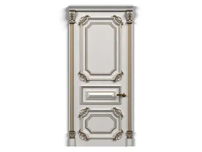 Door0014 wooden door with ornate design 3D model