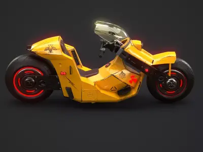 Futuristic Cyberpunk Motorcycle Sci-Fi Bike Neon City  Low-poly 3D model
