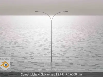 Street Light 4 Galvanized F2 M3 K0 6000mm Low-poly 3D model