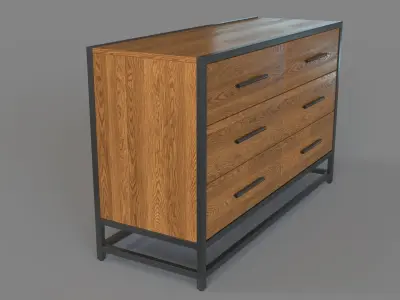 Kids Fulton Street Brown 6-Drawer Dresser 3D model