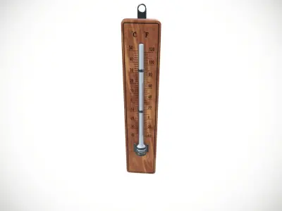 Wooden Thermometer Low-poly 3D model