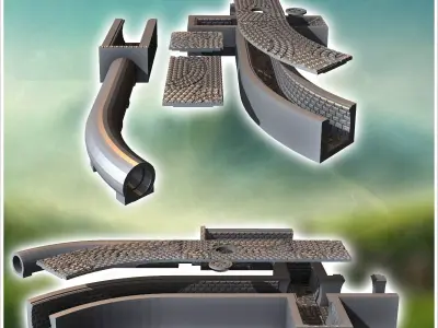Sewer pipe set with outdoor pavement 1 - Medieval Gothic Feudal  3D print model